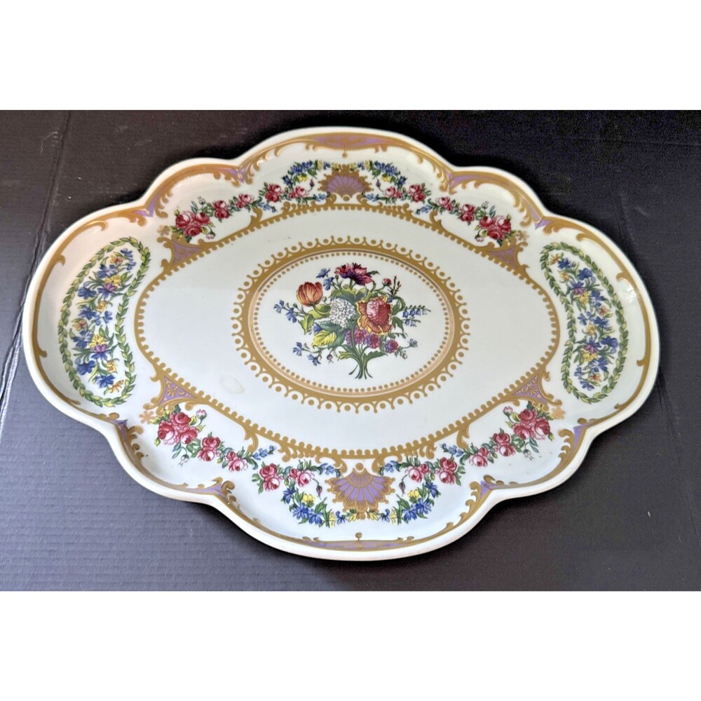Andrea By Sadek Collection Sevres Ceramic Serving Sandwich Vanity Platter Tray